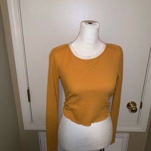 Mustard yellow thermal crop top